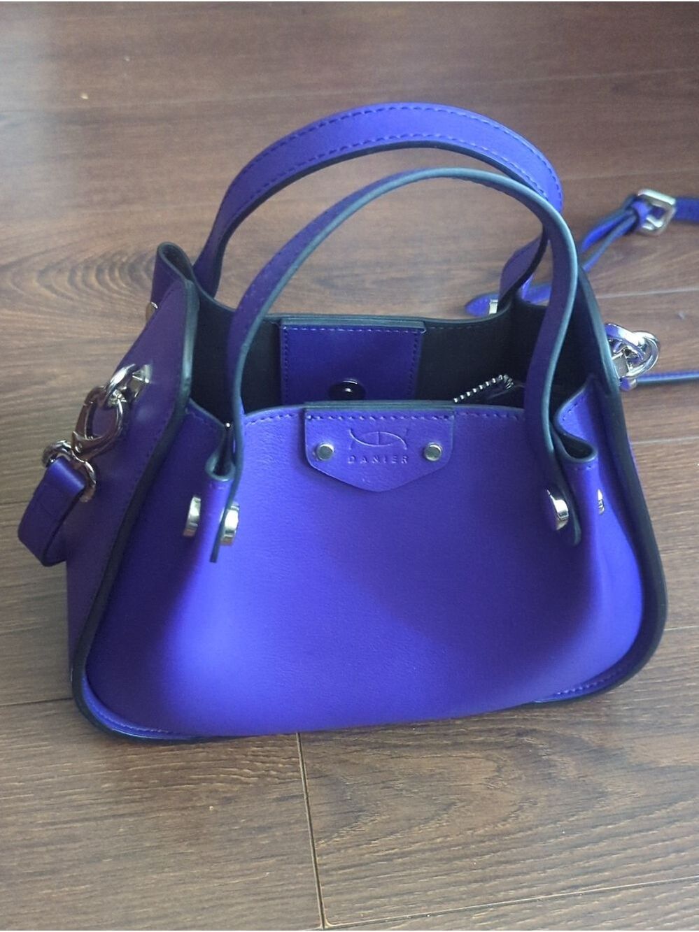 Danier Purple Leather Top-Handle Crossbody Bag - Picture 4 of 16